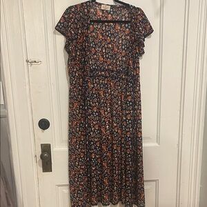 NWOT Blue and Orange Floral Print Kimono